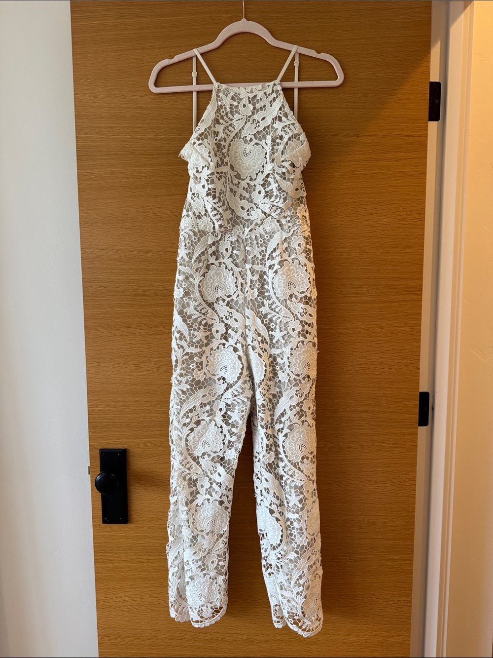 Stone Cold Fox White Lace Halter Romper Jumpsuit